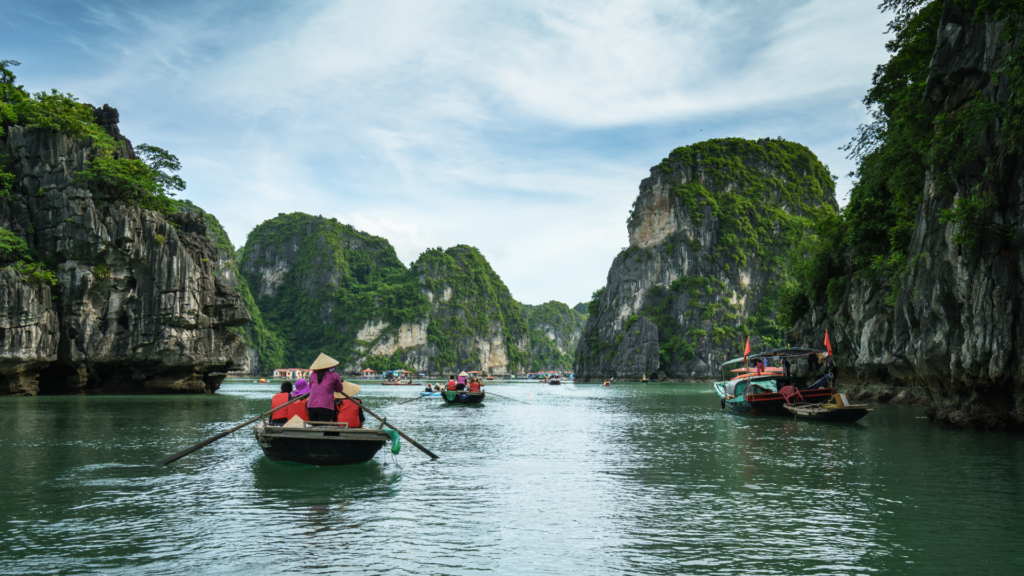 Halong Bay: A Natural Wonder _Recognized for its emerald waters and thousands of towering limestone islands topped with lush greenery, Halong Bay is one of the most iconic natural sites in Southeast Asia. It’s a testament to the forces of nature, shaped by millions of years of geological evolution.