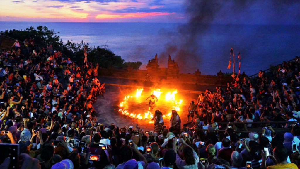 The Uluwatu Temple, perched on these cliffs, is a must-see, especially at sunset when the Kecak fire dance is performed.