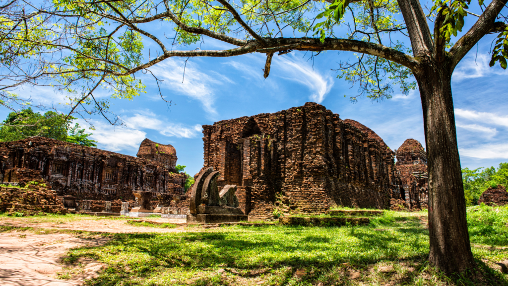 My Son is an ancient cluster of partially ruined Hindu temples, constructed between the 4th and 14th centuries by the kings of Champa. The site is a symbol of the Cham civilization, showcasing its spirituality, artistry, and history.