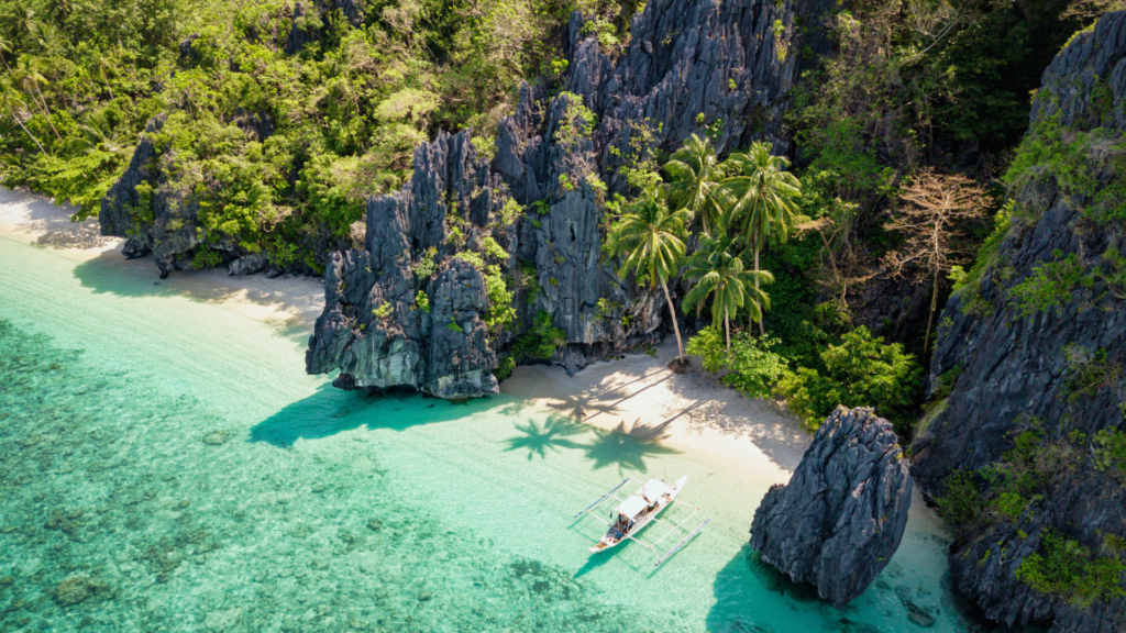  Aerial View of Small Paradise Beach, Entalula Island, El Nido, Palawan