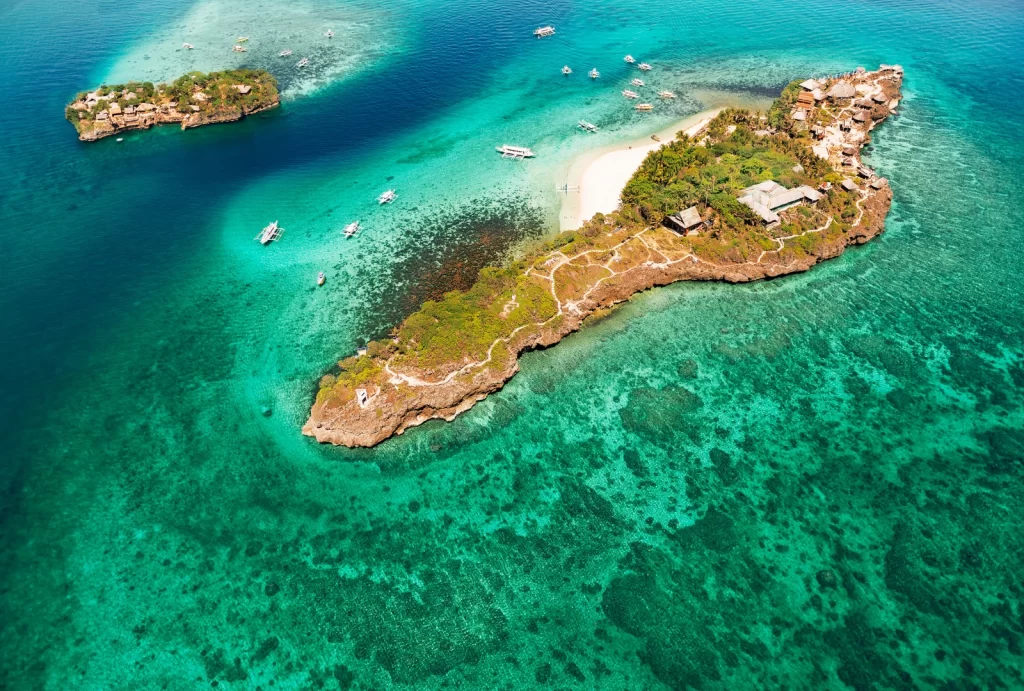 Aerial View of Beautiful Bay of Boracay Island