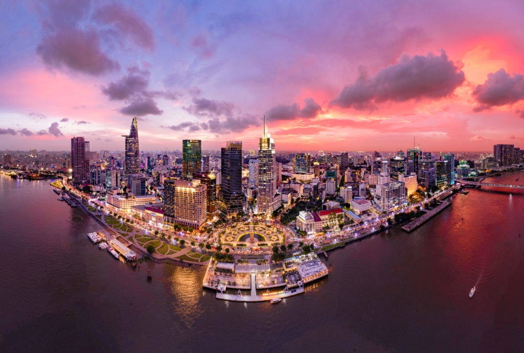 Sunset on Saigon riverside _ Vietnam family tour