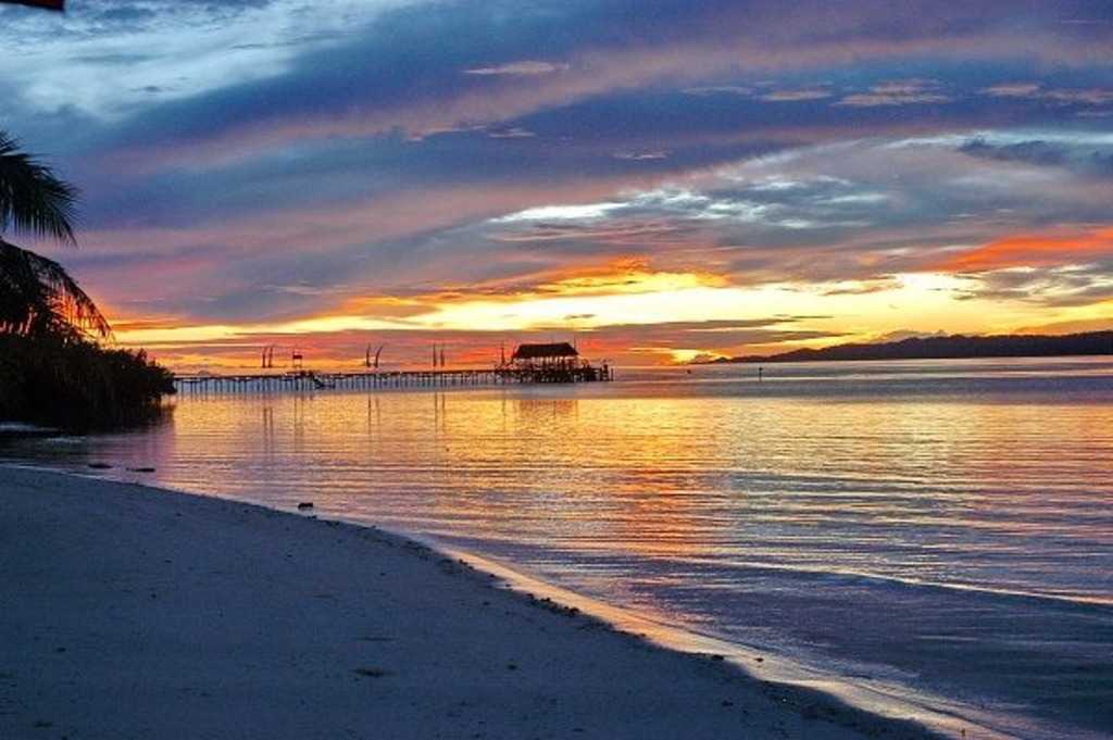 Breathtaking sunset of Raja Ampat dive lodge 