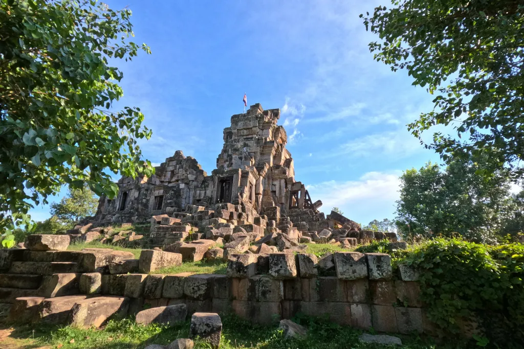 Explore the ancient grandeur of Wat Ek Phnom temple ruins in Battambang, a captivating historical site for luxury cultural tours and bespoke DMC itineraries.